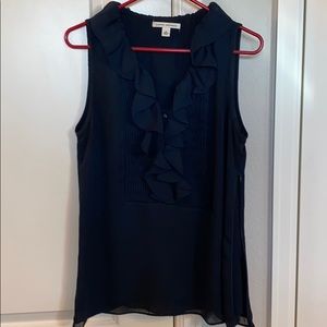 Banana Republic sleeveless ruffle neck blouse